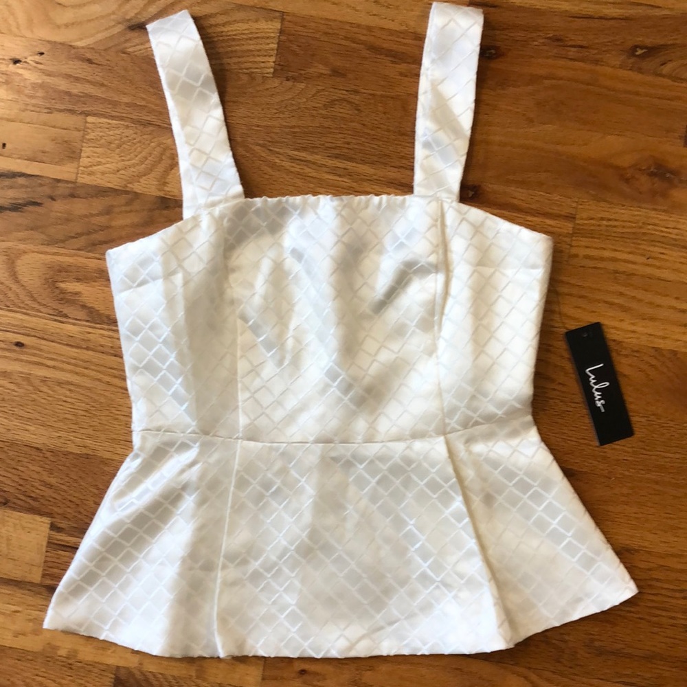 White Satin Peplum Top from Lulus